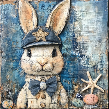 Nautical Sign, Easter, Bunny Sign, DCO-02599, Sign For Wreath, 10x10